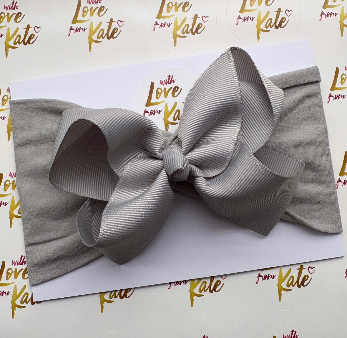 Grey 4.5 inch boutique bow baby headband