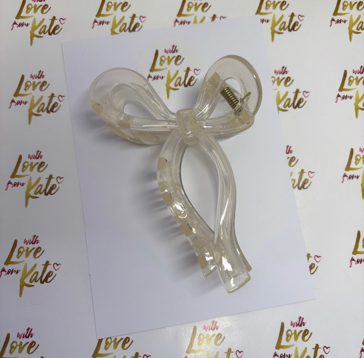 Clear ribbon bow claw clip