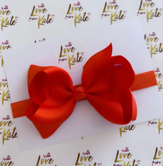 Dark orange boutique bow baby headband