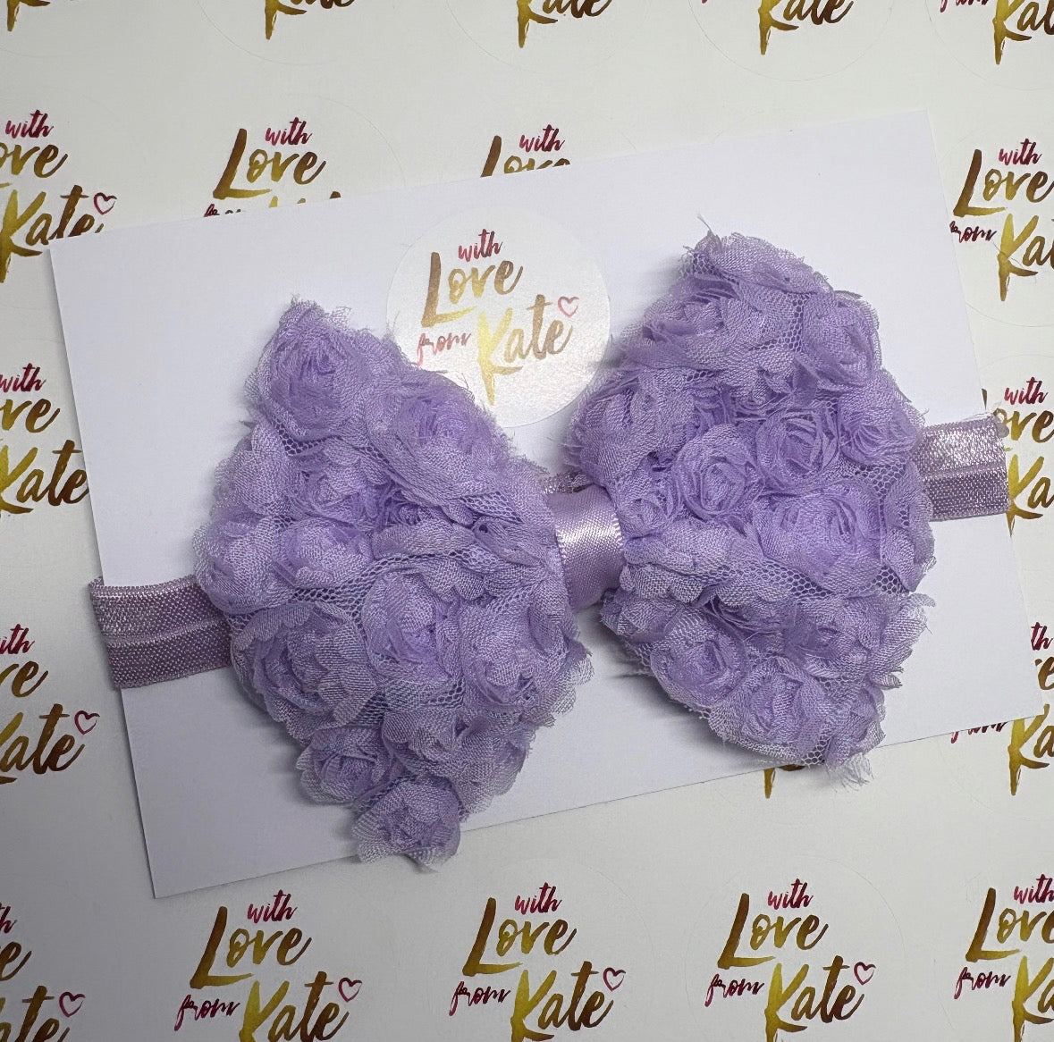 Lilac rosette pinch bow baby headband