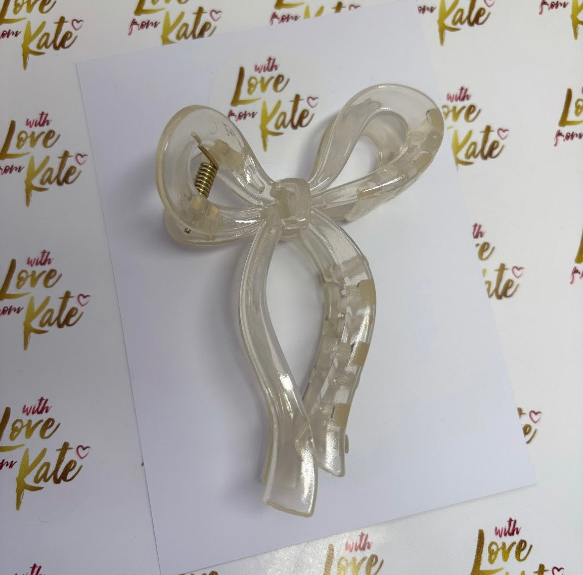 Clear ribbon bow claw clip