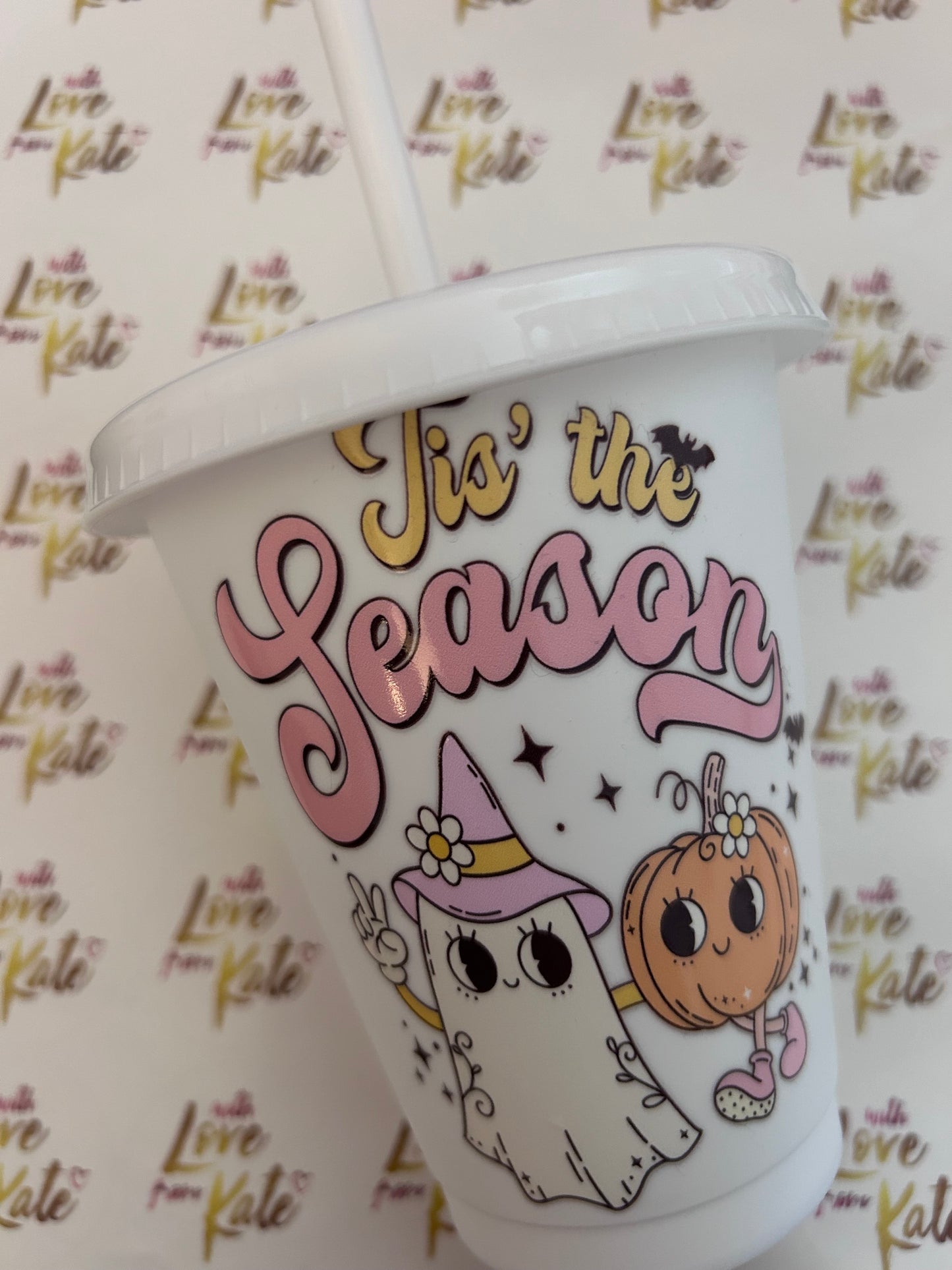 Halloween theme 16oz white cold cup