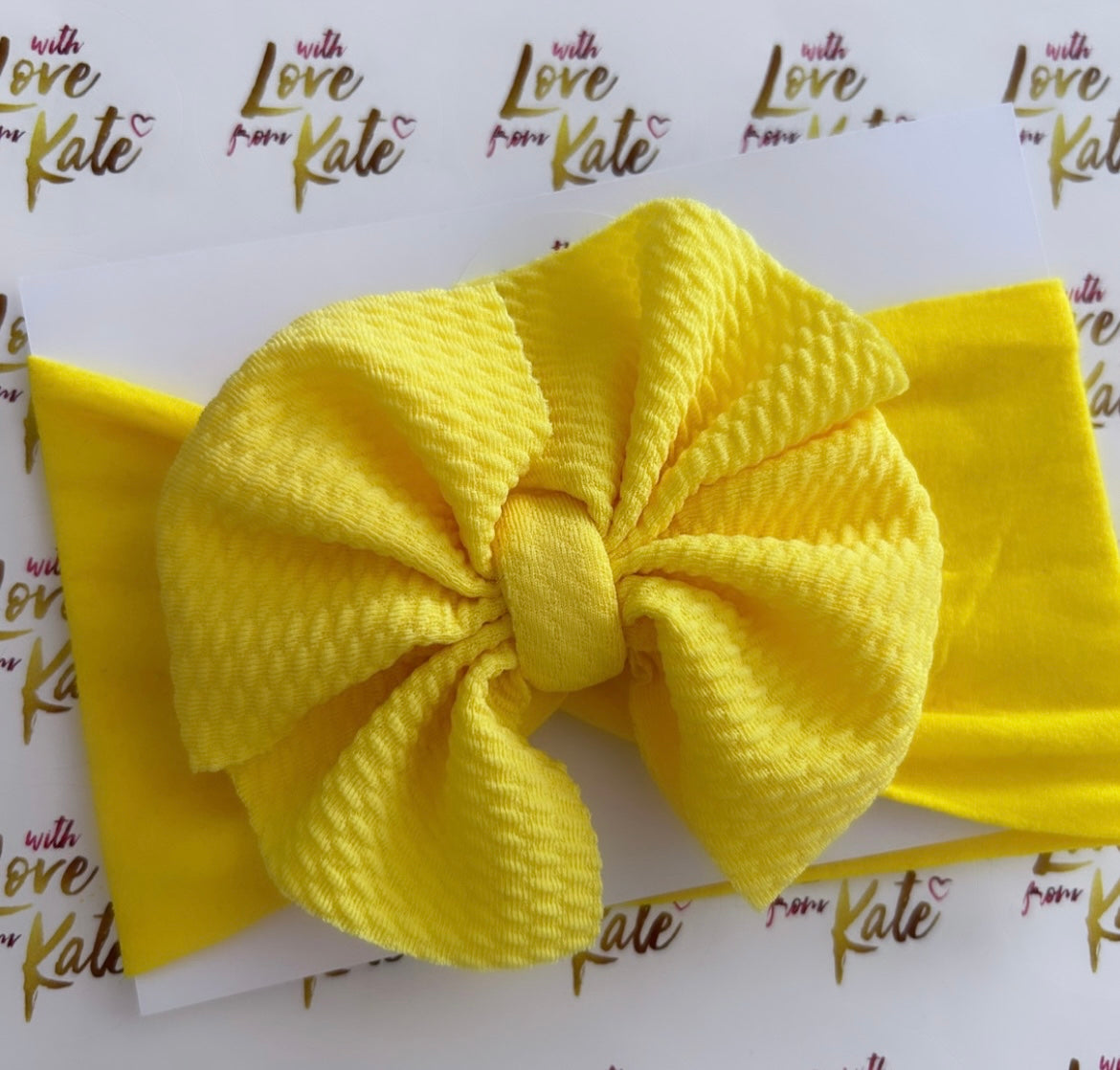 Yellow textured knot baby headband