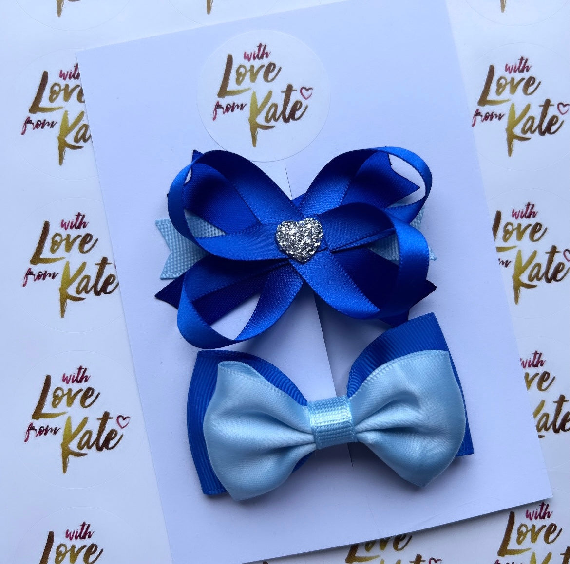 Royal blue & light blue bow set