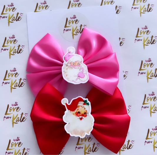 Santa head double Tux bow