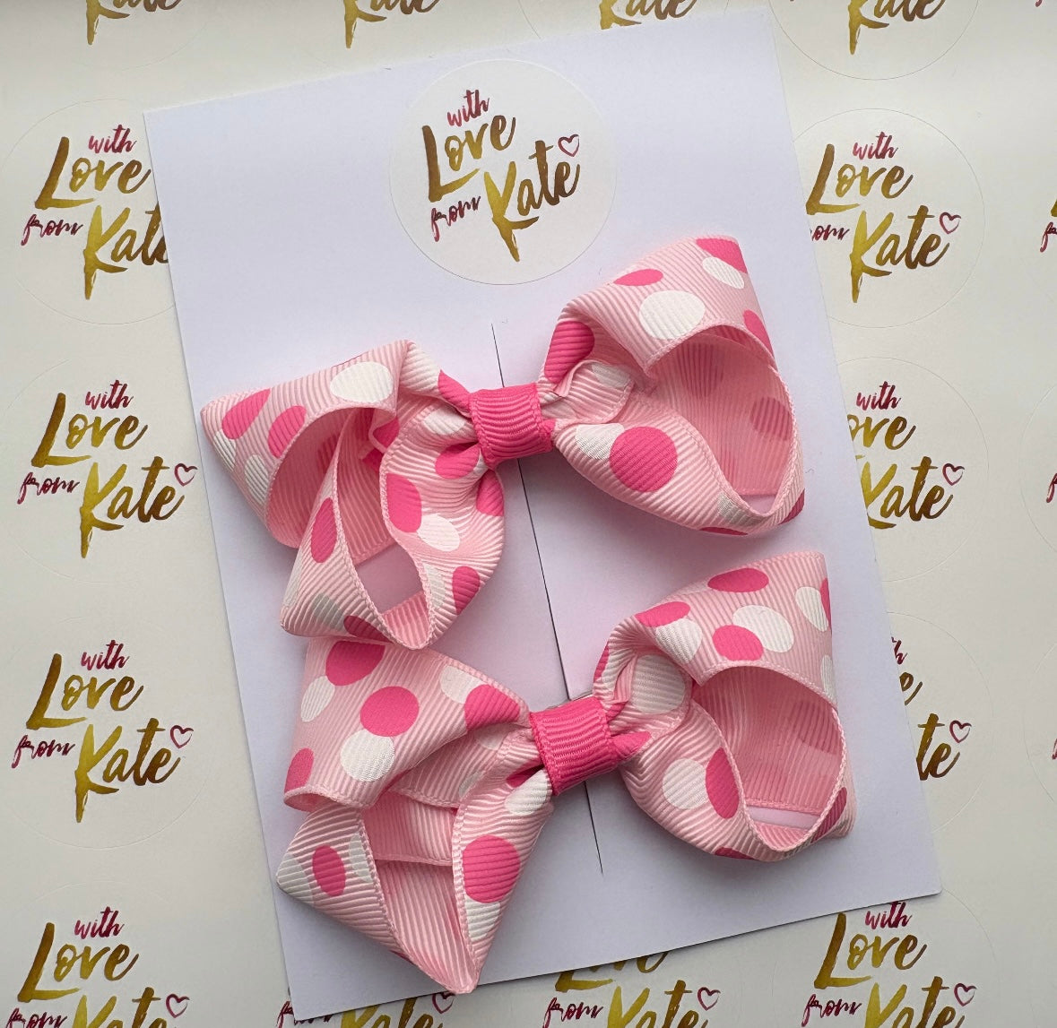 3 inch pink polka dot boutique bow