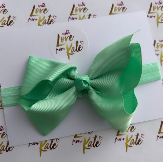 Dark mint boutique bow baby headband