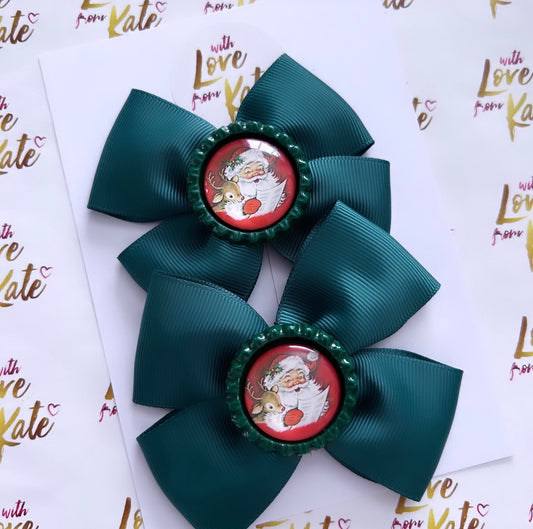 Dark Green Santa bow