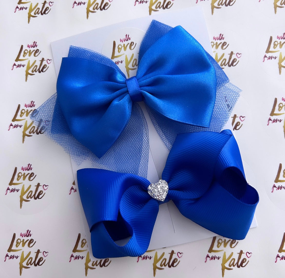 2 x Royal blue bow set