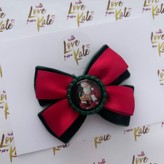 Green & Red Santa Bow