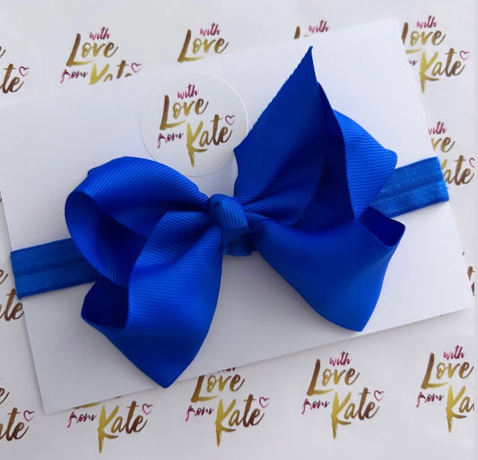 Royal blue boutique bow baby headband