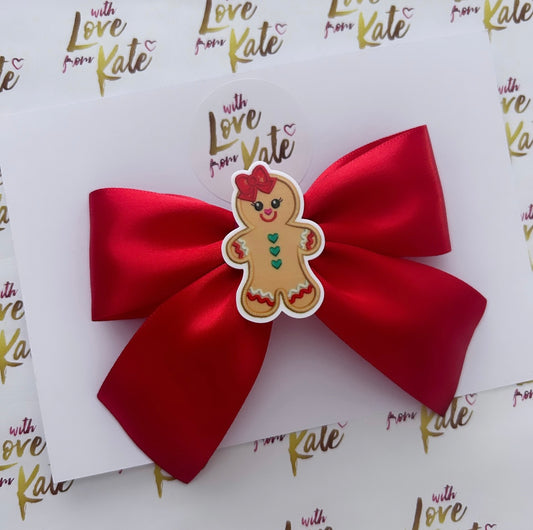 Red Satin Gingerbread bow