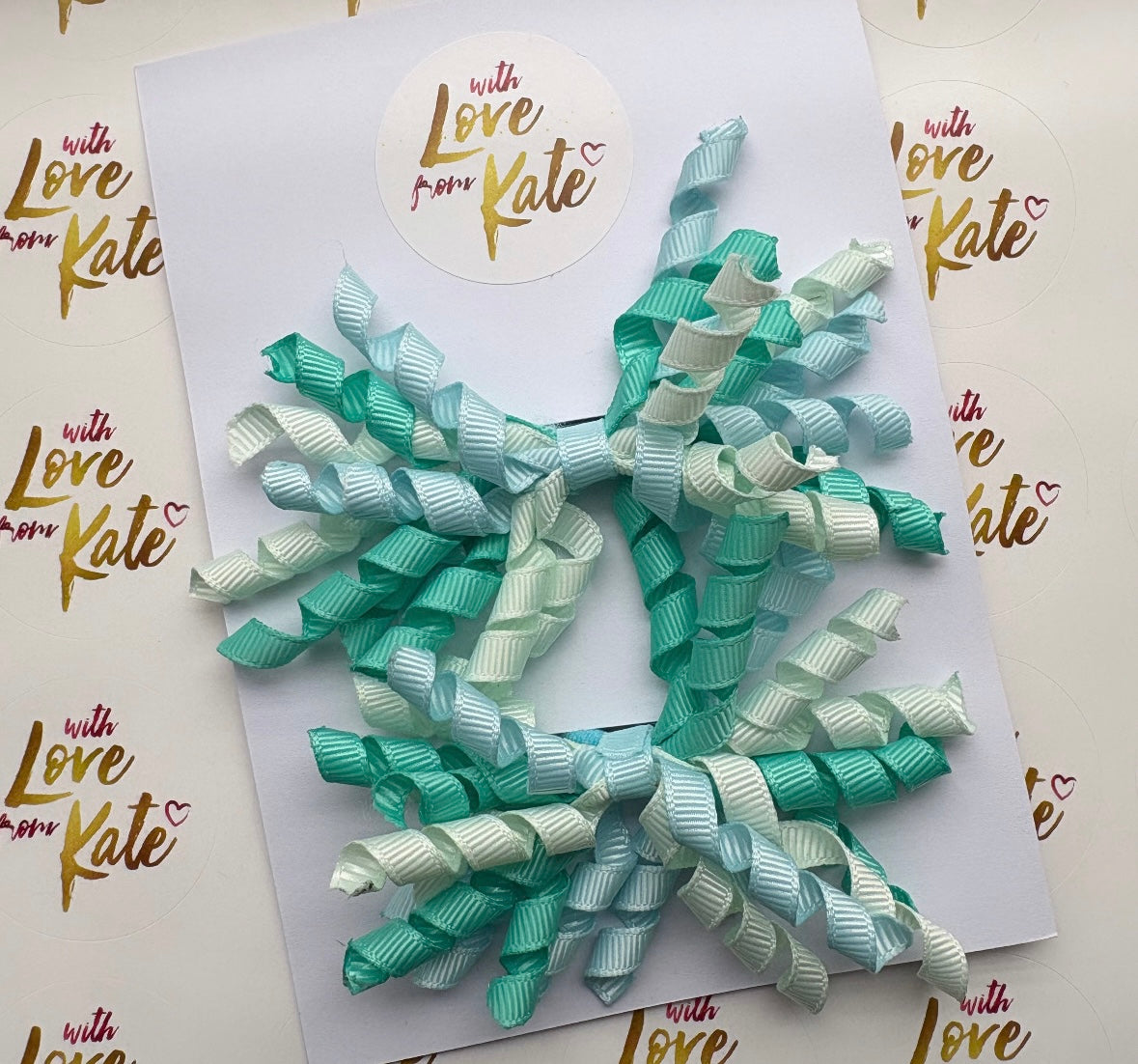 Mint, baby blue & dark mint Korker bow