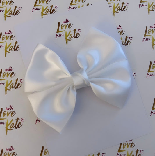 White satin double Tux bow