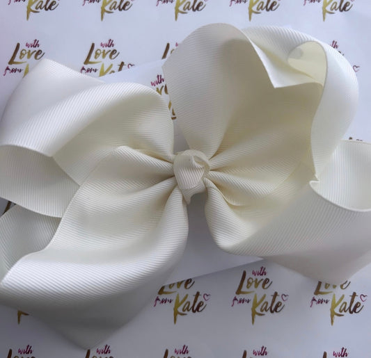 Cream 8 inch boutique bow