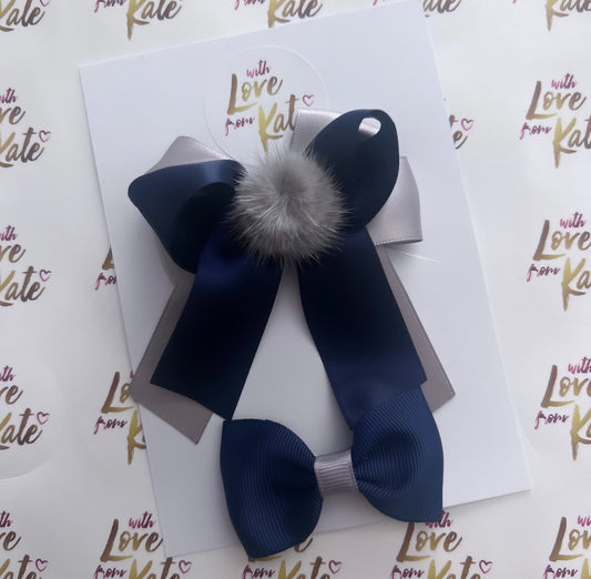 Navy & grey bow set