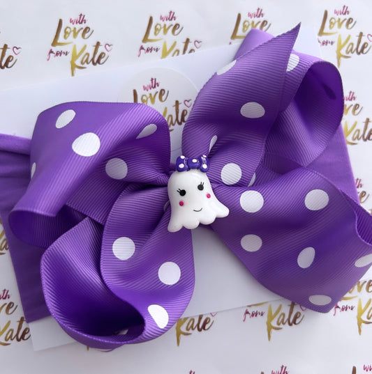 Halloween ghost with bow baby headband