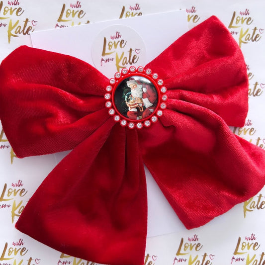 XL Red Velvet Santa Bow