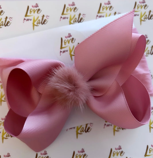 Dusky pink 6 inch boutique bow baby headband