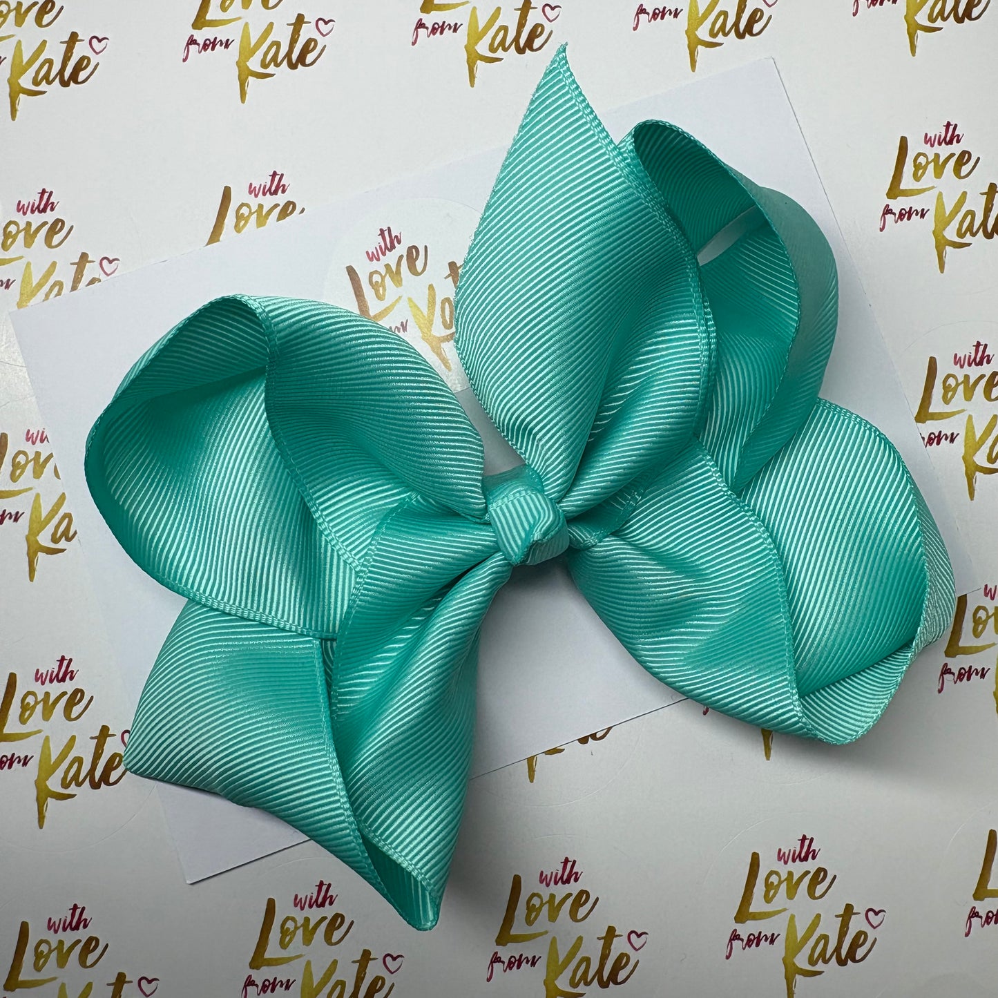 Aqua/ dark mint 6 inch boutique bow