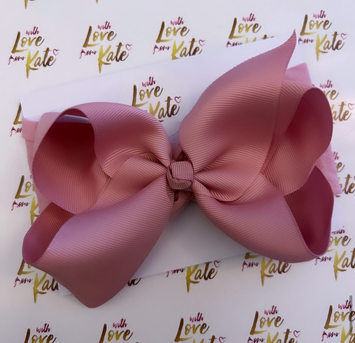 Dusky pink 6 inch boutique bow baby headband