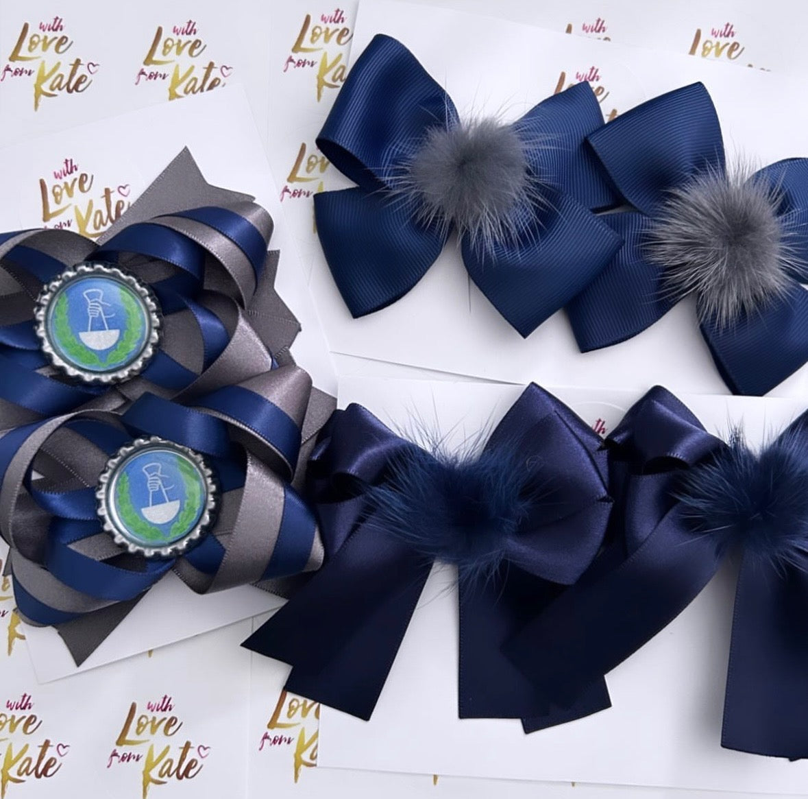 Navy & Grey school bow bundle