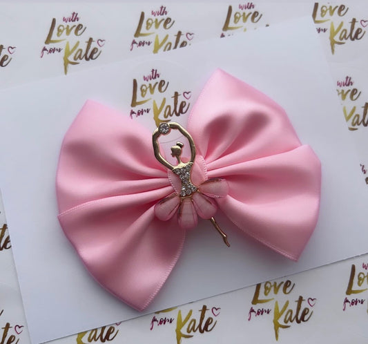 Baby pink 'Ballerina' satin double Tux bow