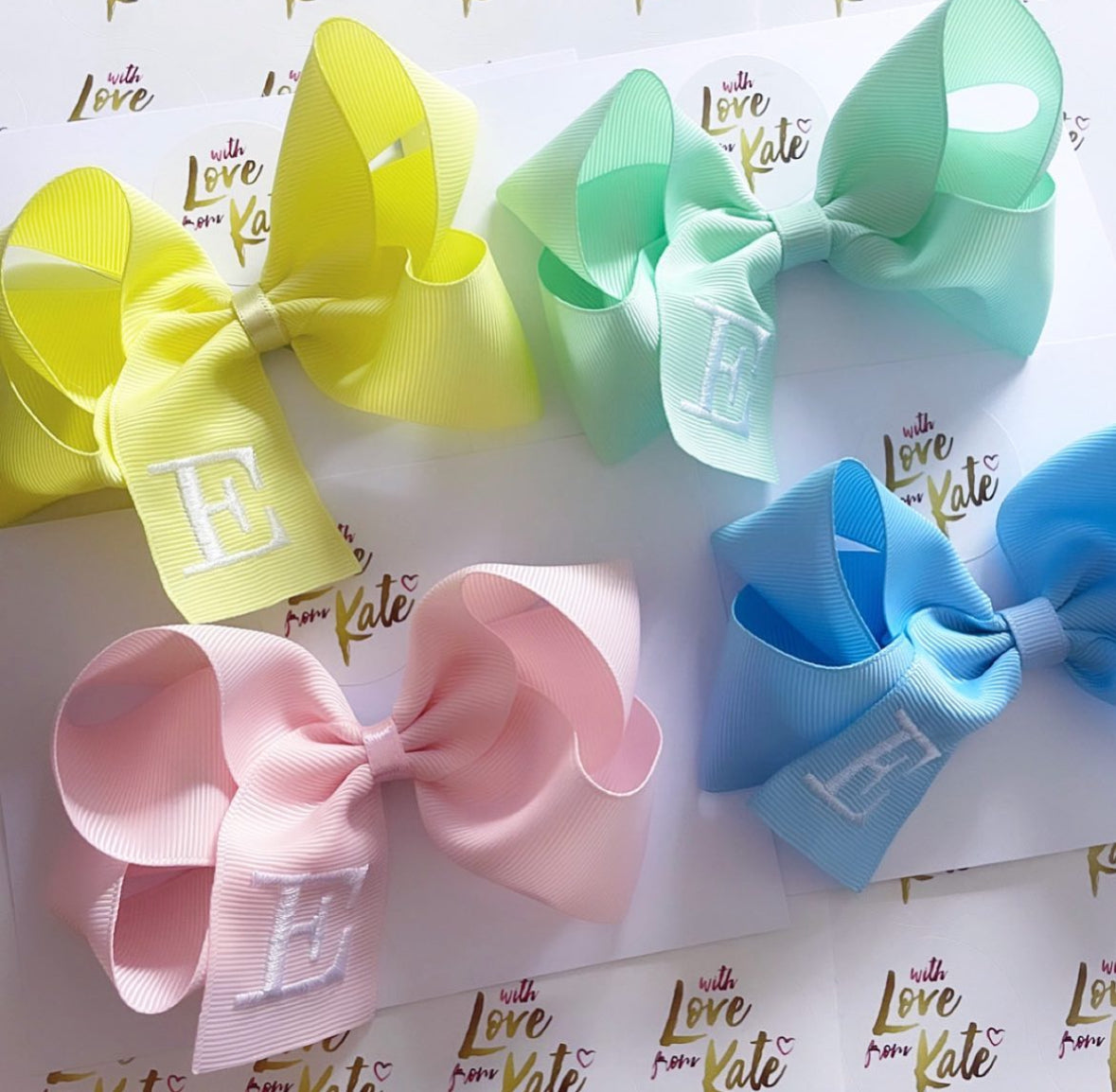 Pastel embroidered boutique bow