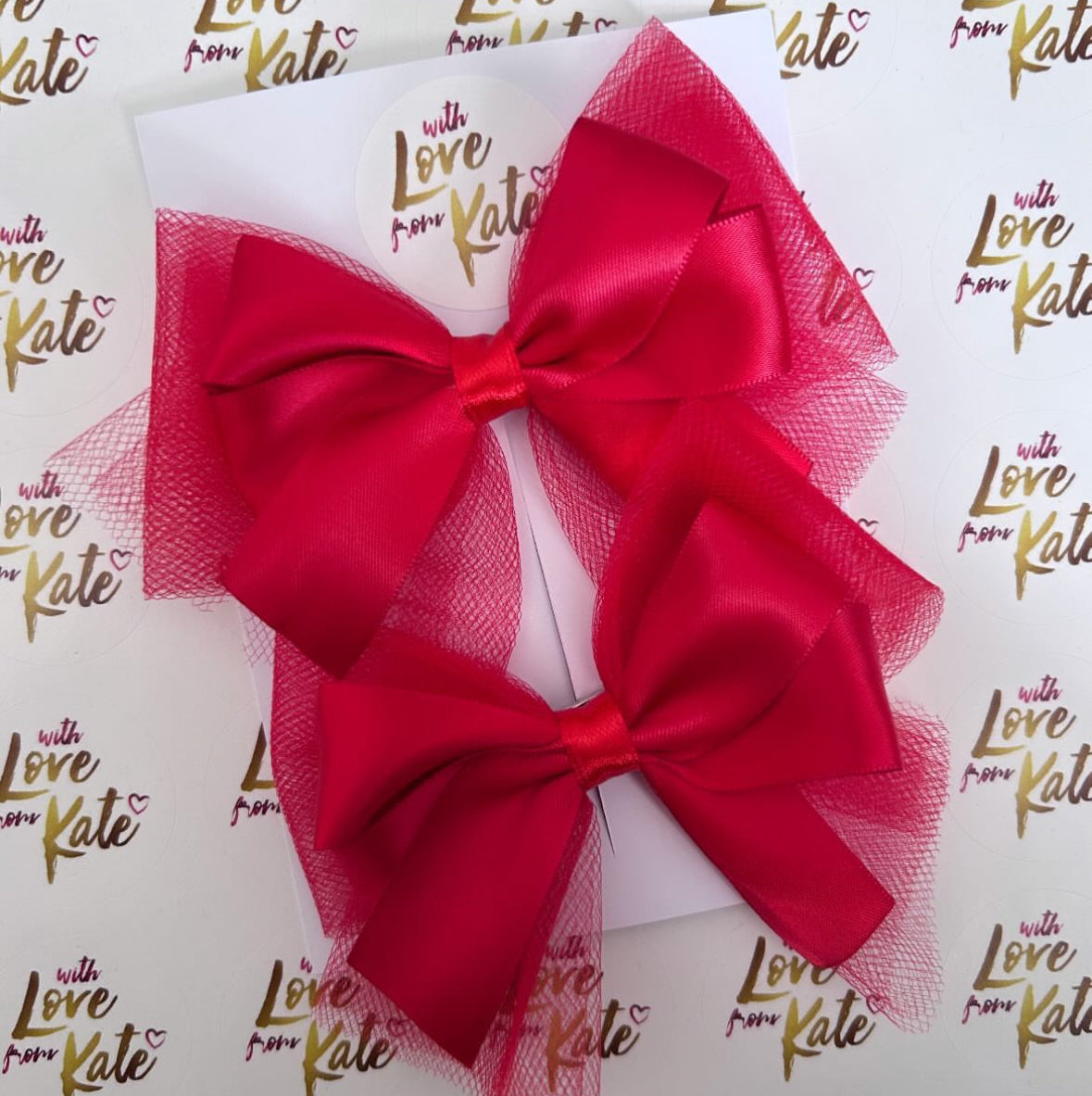 Red tulle & satin bow